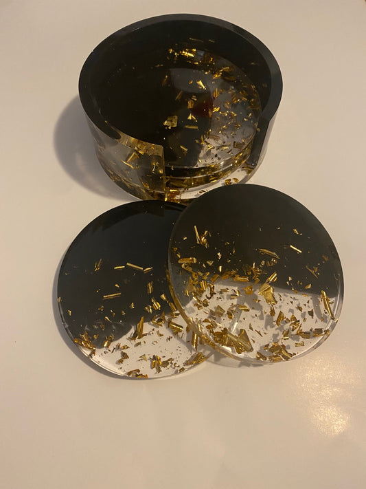 Black and Gold Coaster Set