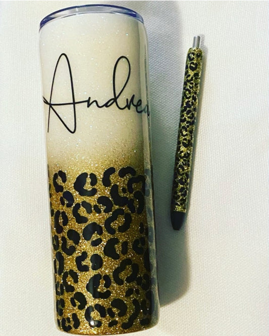 Custom Ombre Leopard Print Tumbler